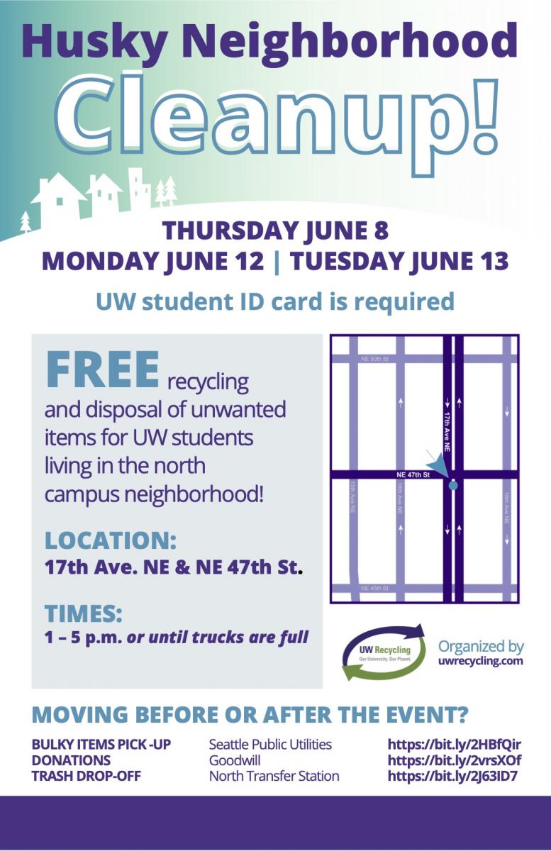 Husky Neighborhood Cleanup flyer side one