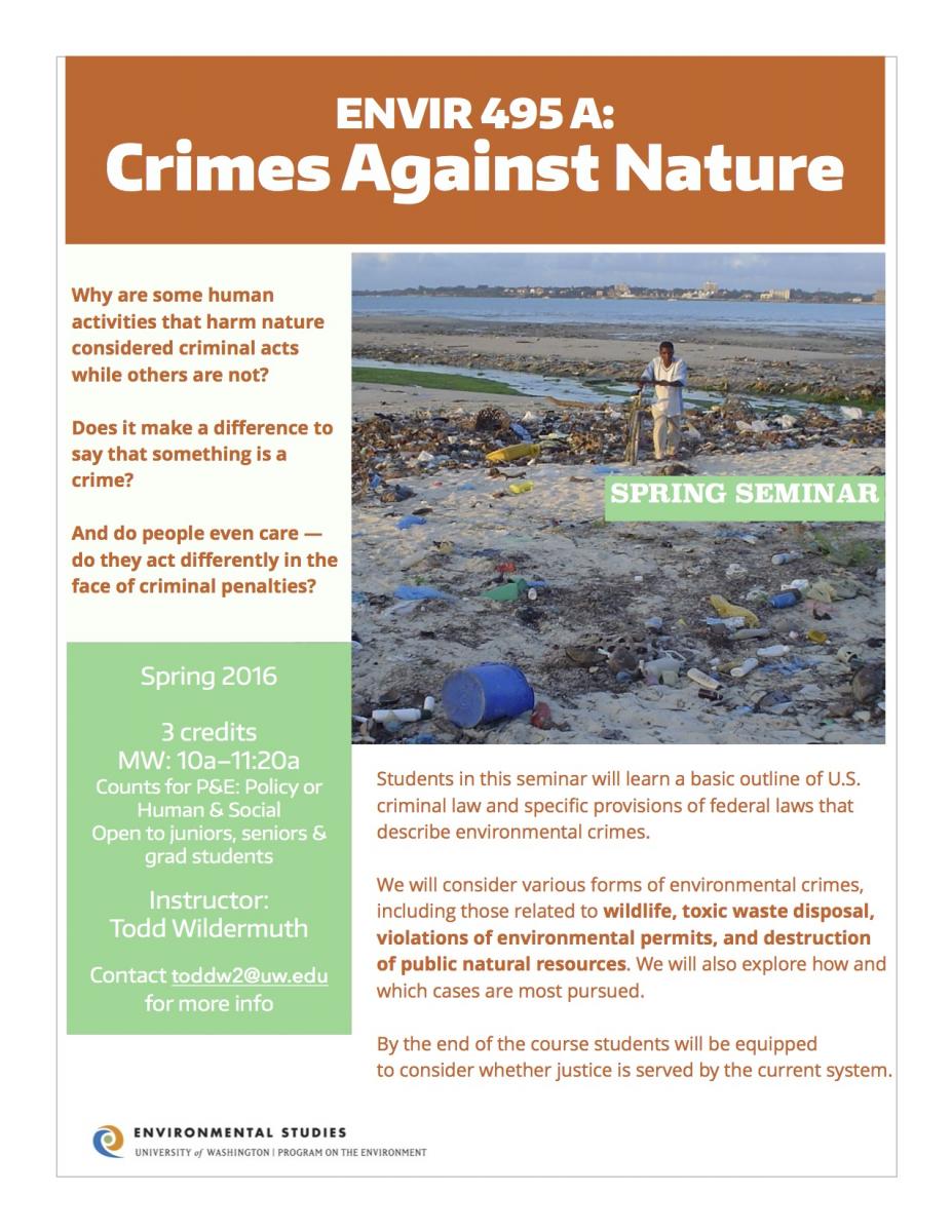 Course poster: ENVIR 495 A