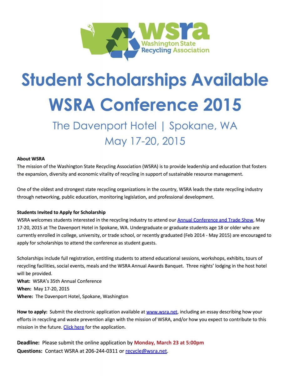WSRA student scholarship flyer (pdf)