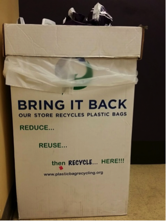 Recycling bin for plastic bags