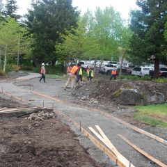 Paving begins on the main path.