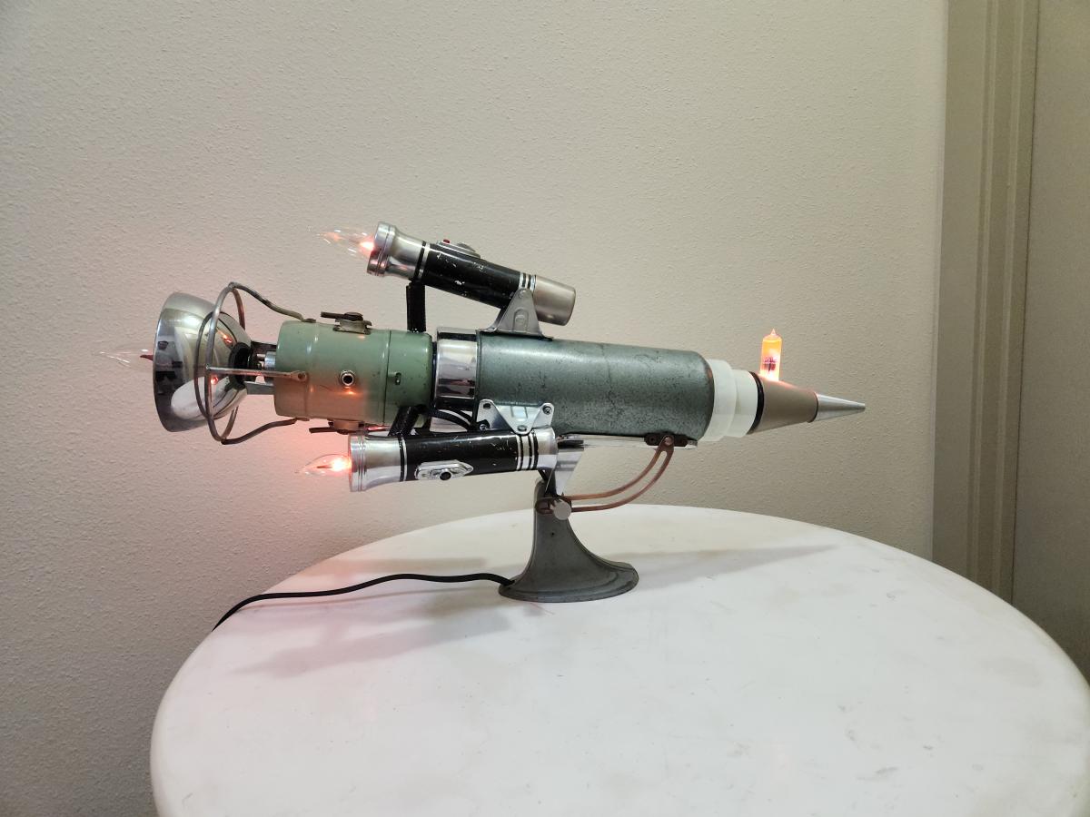 rocket ship made from refurbished materials