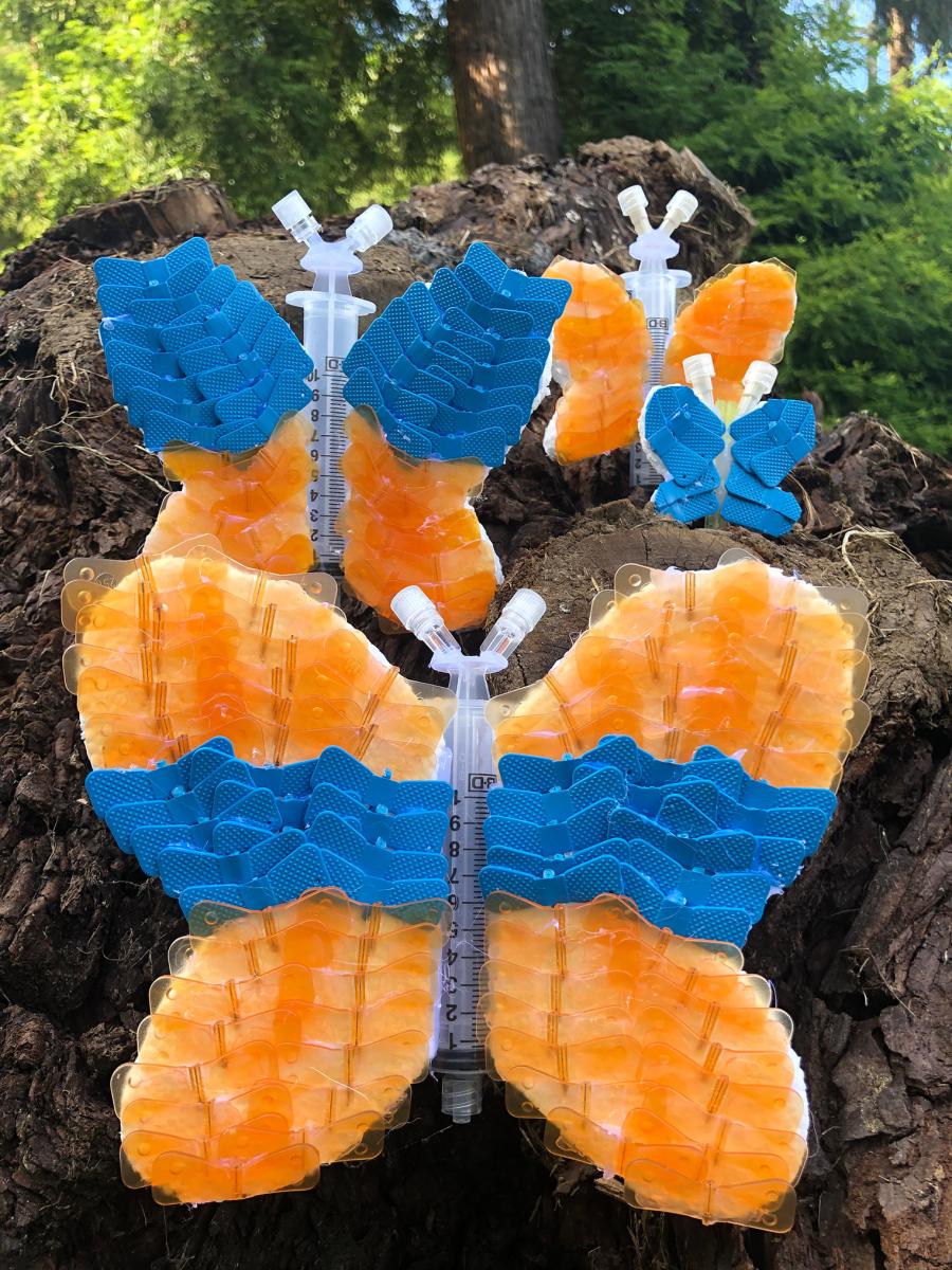 3d butterflies made from medical waste