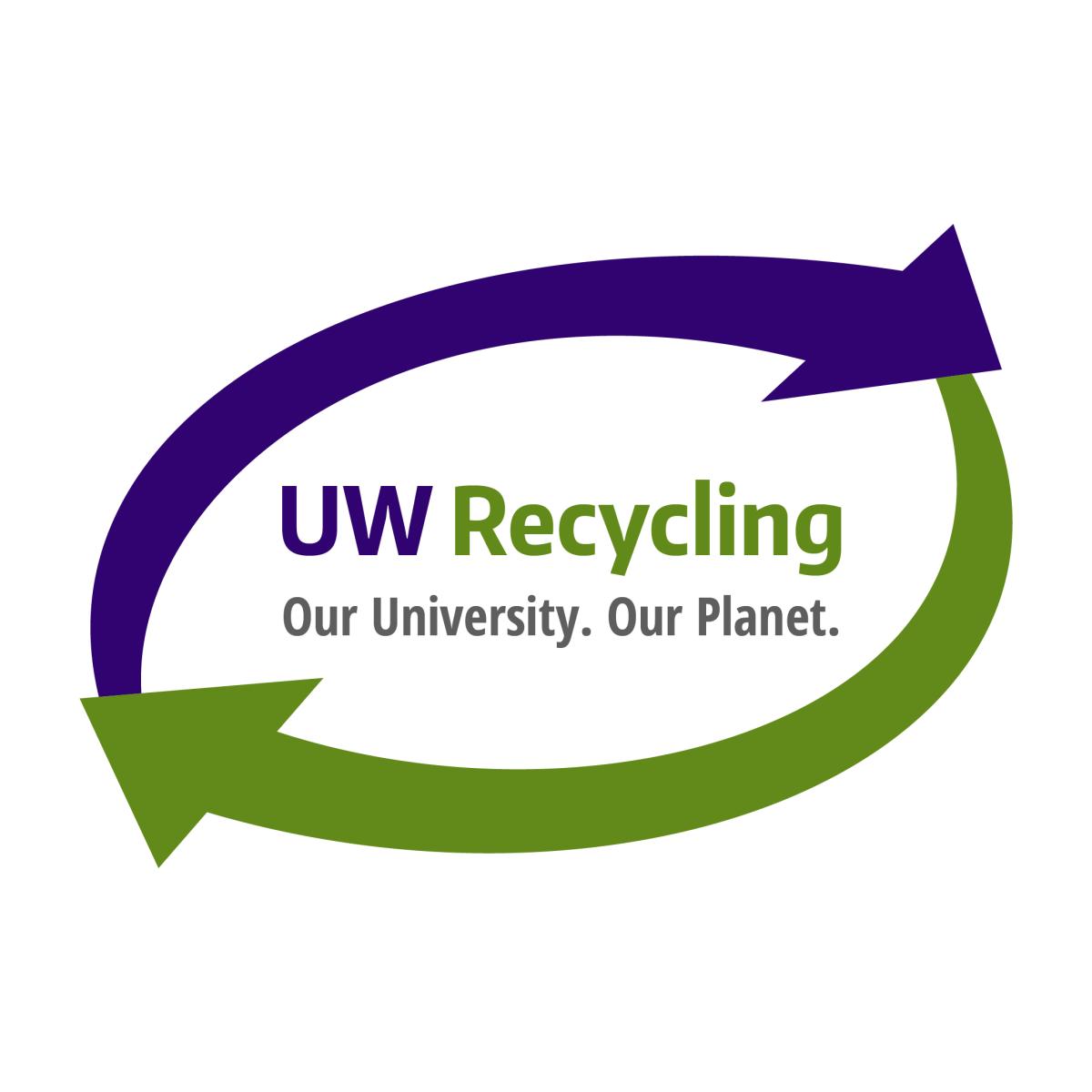 uw recycling logo with two circling arrows