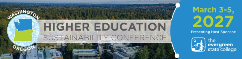 WOHESC conference name and date over image of Evergreen College campus