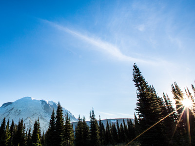 Mt. Rainier with blue sky