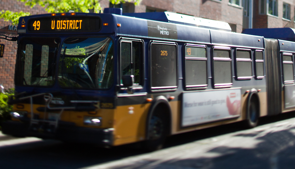 bus with "U District" on front display sign