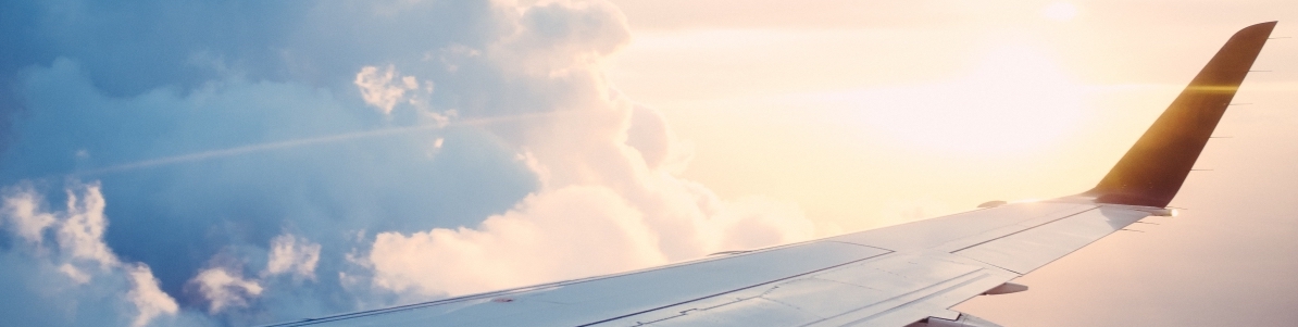 view of airplane wing in the air