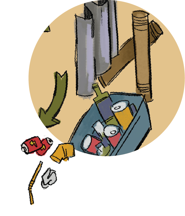 illustration of items in trash