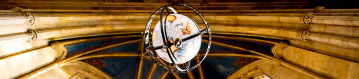 detail of globe in interior of suzzallo library reading room
