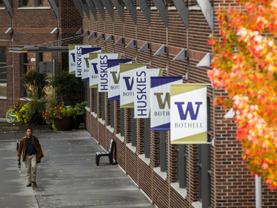 UW banners on Bothell campus