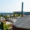 UW Power Plant from above with Lake Washington in background