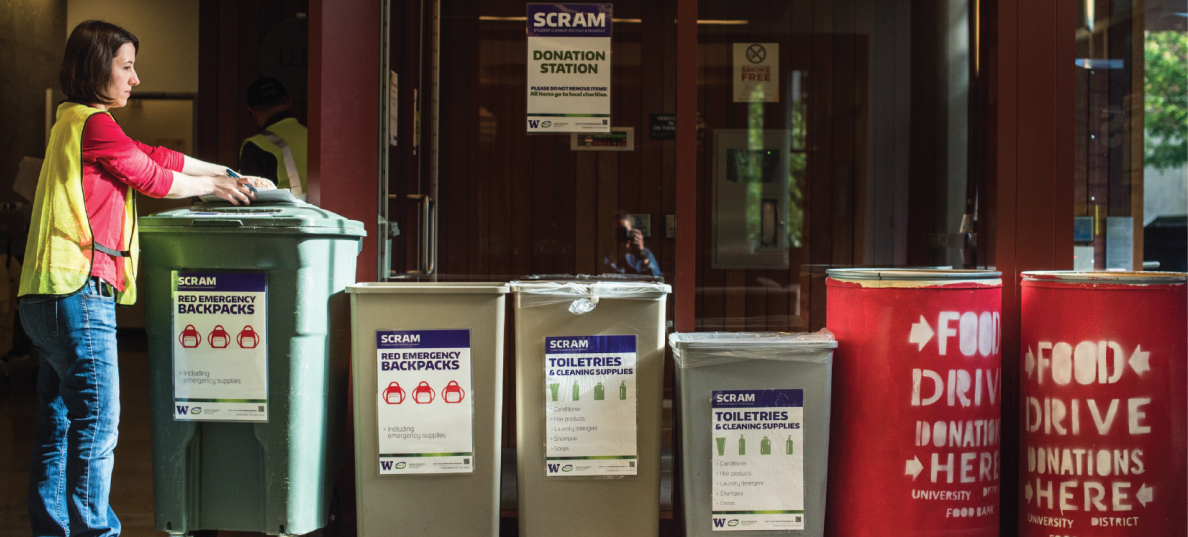 UW Recycling staff checks on donation bins for SCRAM